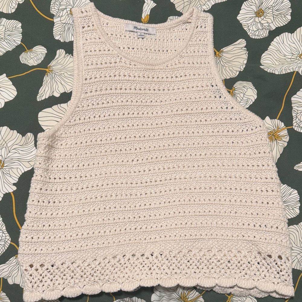 Madewell Ivory Crochet Tank Top